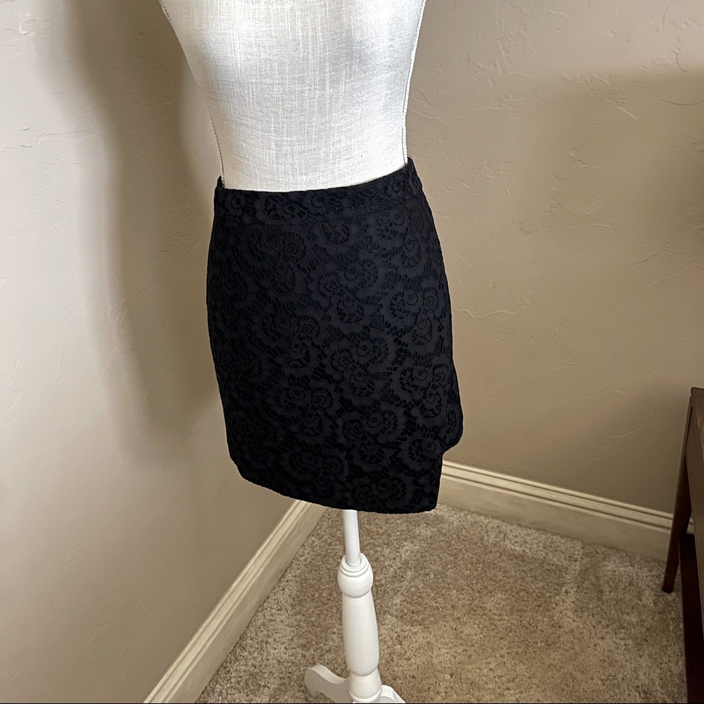 Madewell black lace mini skirt